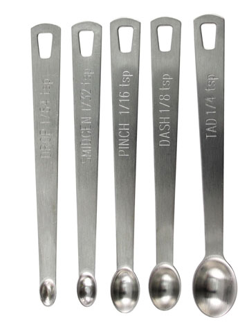 Measuring Spoons Set Of 3 (Tad 1/4 Teaspoon, Dash 1/8 Teaspoon, Pinch 1/16  Teasp